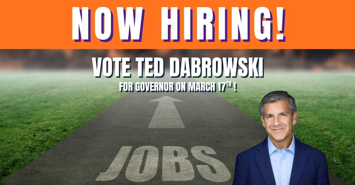 TedForIllinois's tweet photo. Illinois should dominate the Midwest economy, but it’s not. 

Under Pritzker: 
- Near-zero job growth
- Bottom-tier wages &amp; GDP
- Boeing, Caterpillar &amp; Citadel gone

Ted will cut taxes, slash costs, eliminate red tape choking small businesses, lower energy costs, &amp; fix pensions.