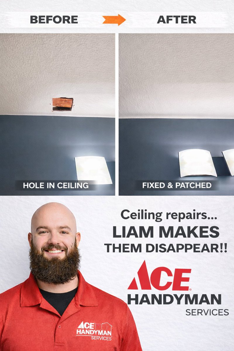AHSJoCo's tweet photo. ✨ Don’t get caught staring at a messy, uneven drywall repair! 👀

That patch you “meant to fix” shouldn’t be the focal point of the room. Whether it’s a ceiling hole, a bad tape seam, or an old repair that didn’t quite blend, we can make it disappear.

🛠️ Clean. Seamless.... https://t.co/XuiEy1QKhp