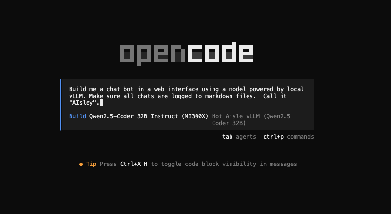 Trying @opencode for the first time, powered by Qwen2.5-Coder 32B