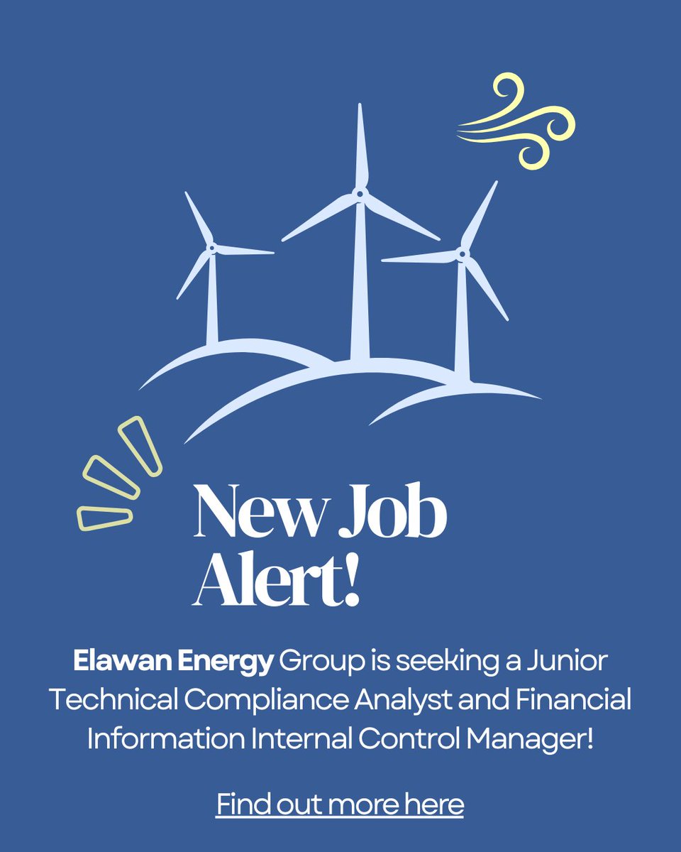 New Job Alert!

Elawan Energy Group is seeking a Junior Technical Compliance Analyst and Financial Information Internal Control Manager!

Find more here: linkedin.com/jobs/elawan-en…