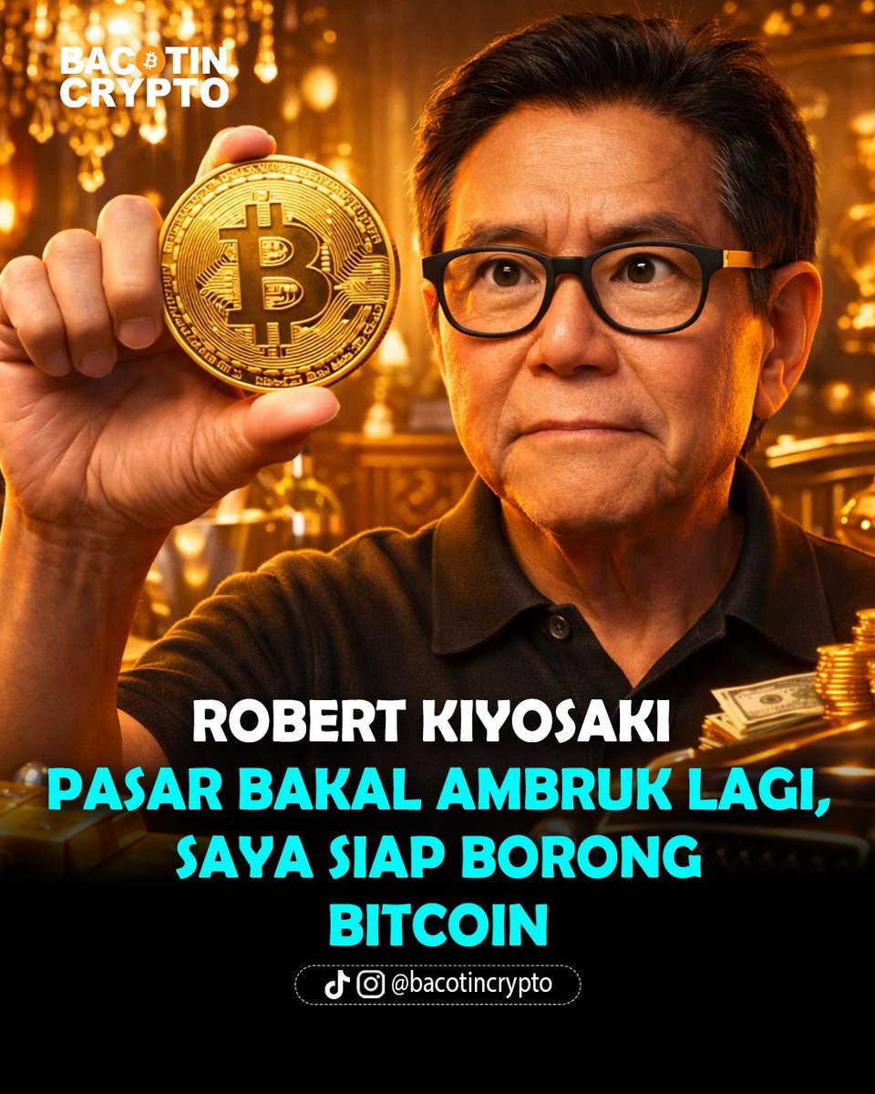 bacotincrypto's tweet photo. Kiyosaki: MARKET CRASH BESAR coming! Borong BTC saat PANIC SELLING massal. '21M cap = buy now!' Portofolio: emas perak BTC ETH. Rich Dad blueprint bertahan! 

#RobertKiyosaki #RichDadBTC #MarketCrashComing #BuyPanicDip #BitcoinScarcity #EmasPerakETH #PanicSelling #CryptoSafeHaven https://t.co/QNUlxdYM0u