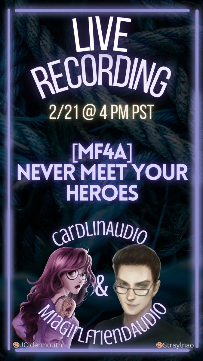 Cardlinish's tweet photo. Eyy yall! The always-amazing @Mia_GF_NSFW  and I are doing a live recording of her new script in my Patreon-exclusive Discord server!
Just a heads-up: this story is a bit dark. Check the announcements channel to take a look at the tags and script to see if you're interested. 1/2 https://t.co/6KuHP9uVEx