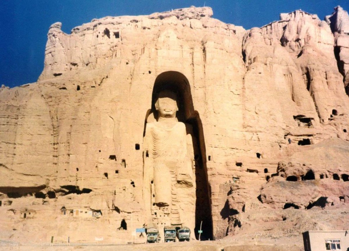 Qanonplus17's tweet photo. That's a rare pic, sent to me by friends in Afghanistan; the Great Bamiyan Buddha only a short while before being blown up by the Taliban. It will be 20 years ago next month. I'm having a huge case of Hazara blues - bought a new Buddhist art book yesterday and all the memories came tumbling down. Never forget that Afghanistan remains an imperial Forever War - and there's noting those Dem dementia clowns now in charge, sort of, will do to end it.