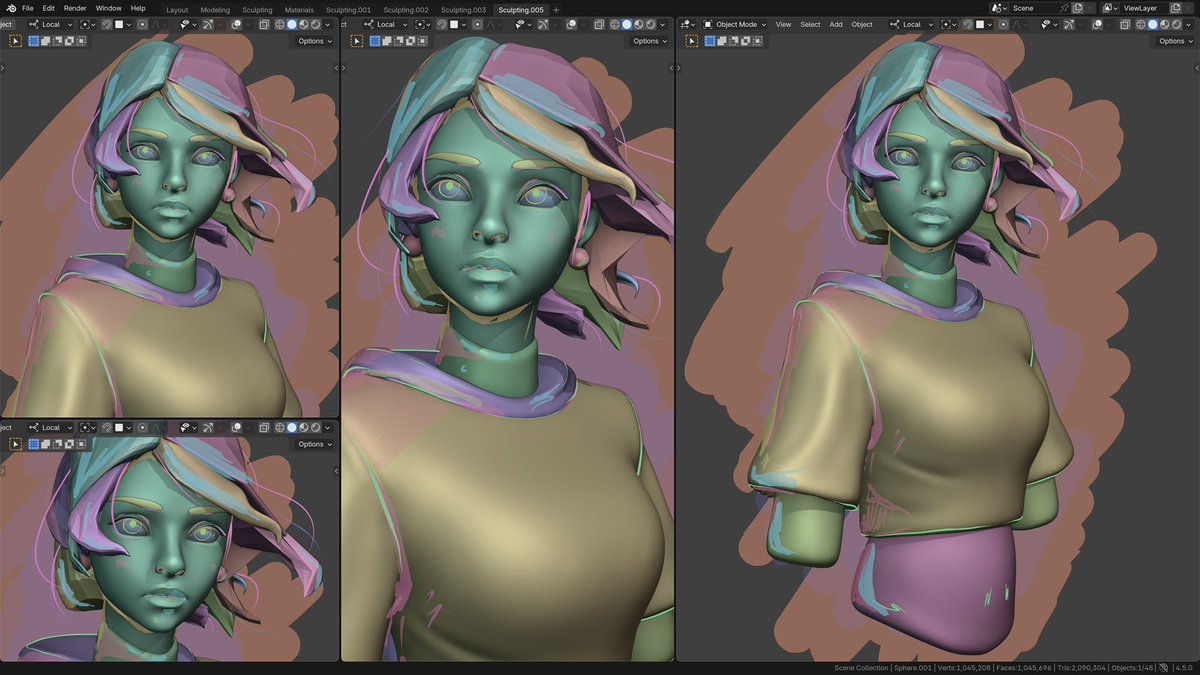 YanSculpts's tweet photo. Sculpted Blue Pearl Girl in Blender 🩵. 

I released a sculpting video of her in my new series called “sculpt with me” on my channel (YT/YanSculpts), check it out! 

#digitalsculpting #sculpting #blender3d #b3d #3dmodeli̇ng https://t.co/aryl2S4TJR