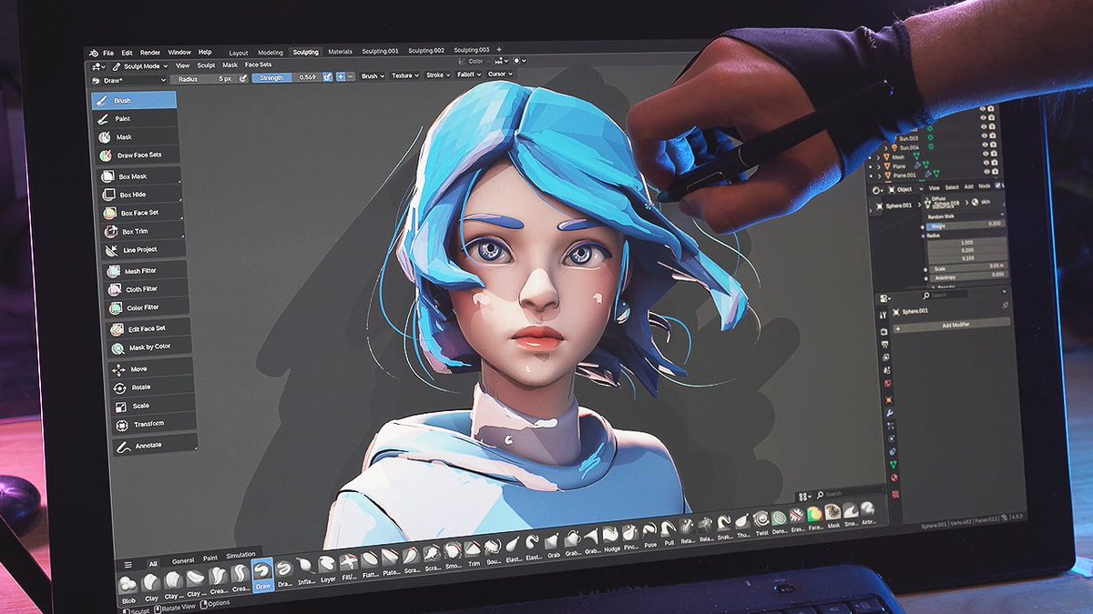 YanSculpts's tweet photo. Sculpted Blue Pearl Girl in Blender 🩵. 

I released a sculpting video of her in my new series called “sculpt with me” on my channel (YT/YanSculpts), check it out! 

#digitalsculpting #sculpting #blender3d #b3d #3dmodeli̇ng https://t.co/aryl2S4TJR