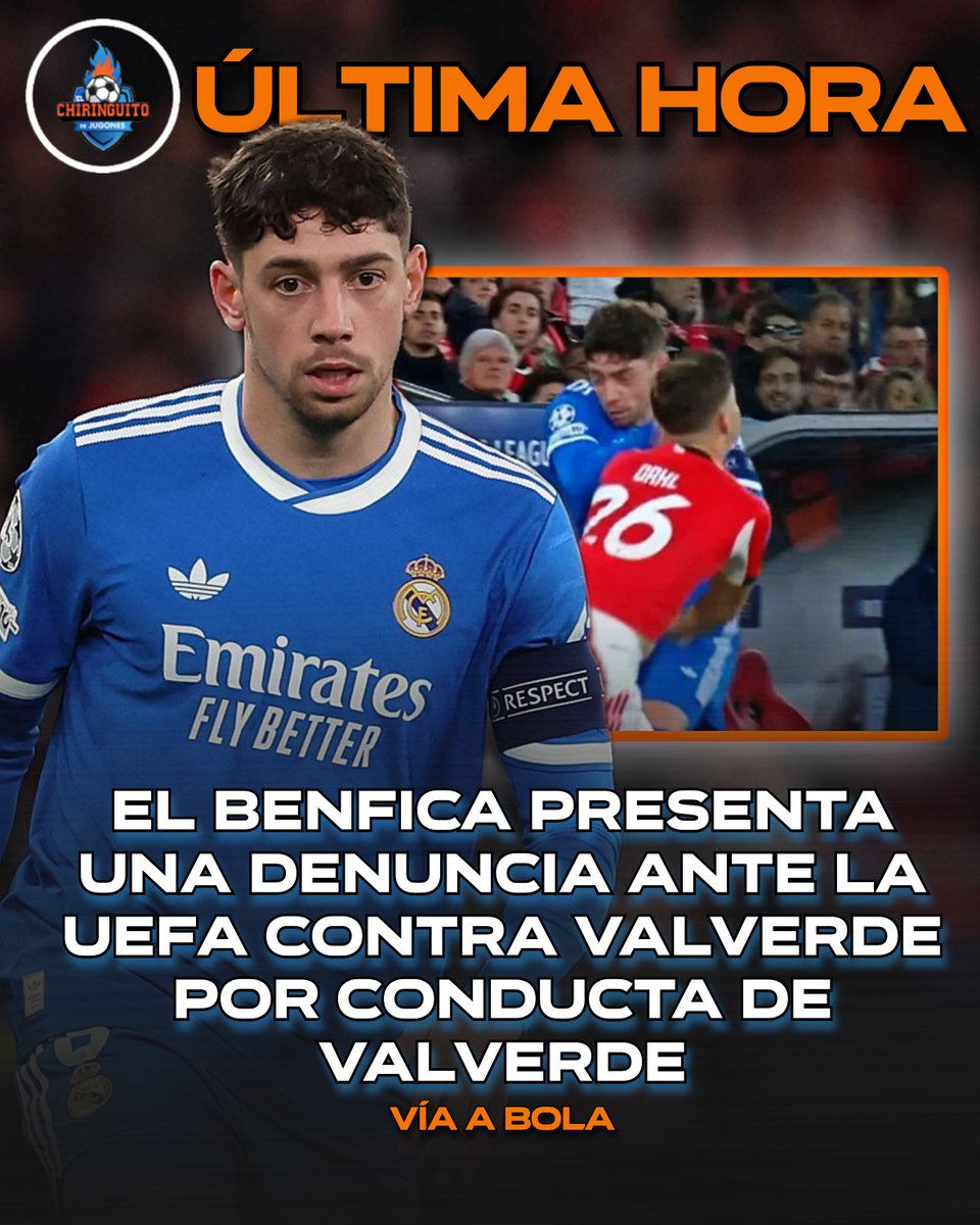 ‼️ ÚLTIMA HORA | El BENFICA DENUNCIA CONDUCTA VIOLENTA de VALVERDE ante la UEFA.

👉 El motivo, la acción que pudo suponer roja para el uruguayo con Samuel Dahl.