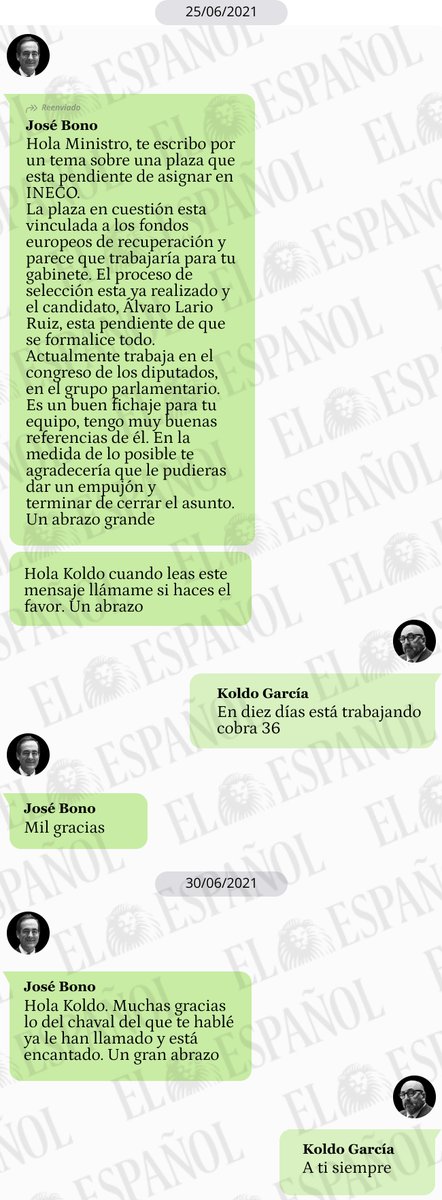 🔴 NUEVA ENTREGA DEL KOLDOGATE

Bono pidió a Ábalos que colocara en Ineco a un joven del PSOE y a los 10 días tenía un contrato de 36.000€: "Ya han llamado al chaval y está encantado" 

Saludemos todos a <a href="/AlvaroLario/">Álvaro Lario</a> elespanol.com/espana/2026021…