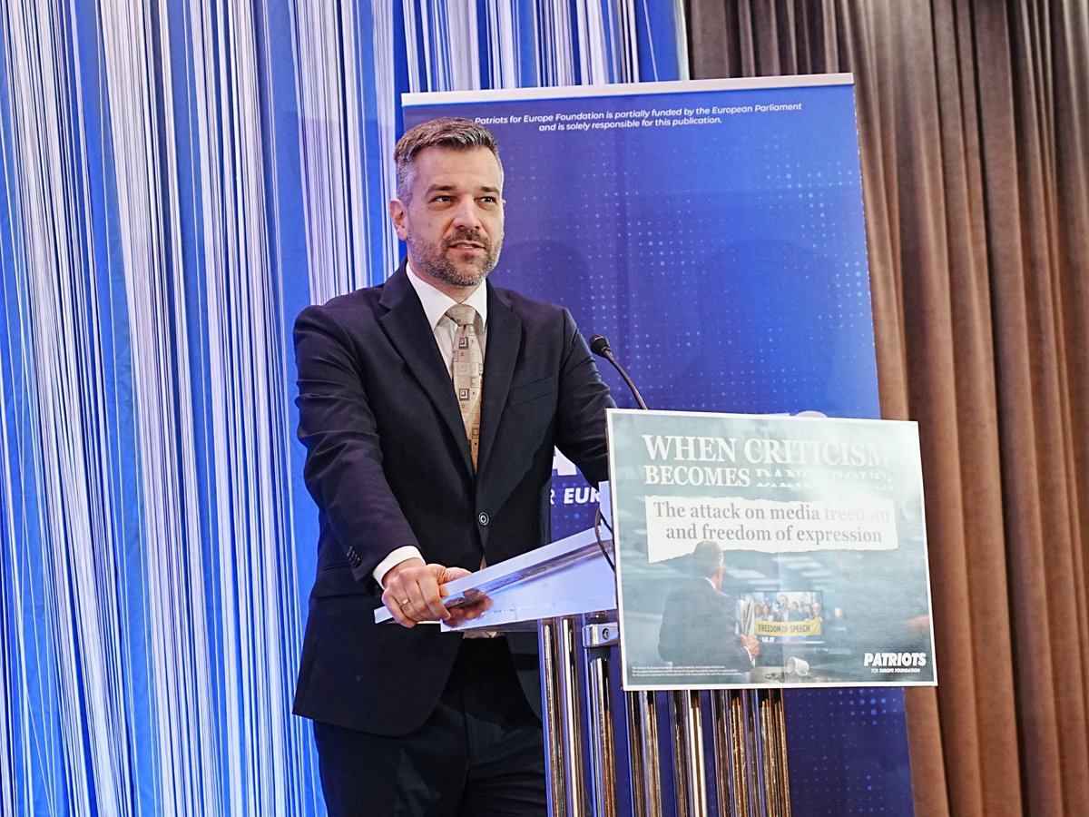 PfEFoundation's tweet photo. « European elites use fear and terms like "disinformation" and "hate speech" to create the pretext for censorship of critics. » - @laszloan, President of the Patriots for Europe Foundation https://t.co/gfPeX5RFIN