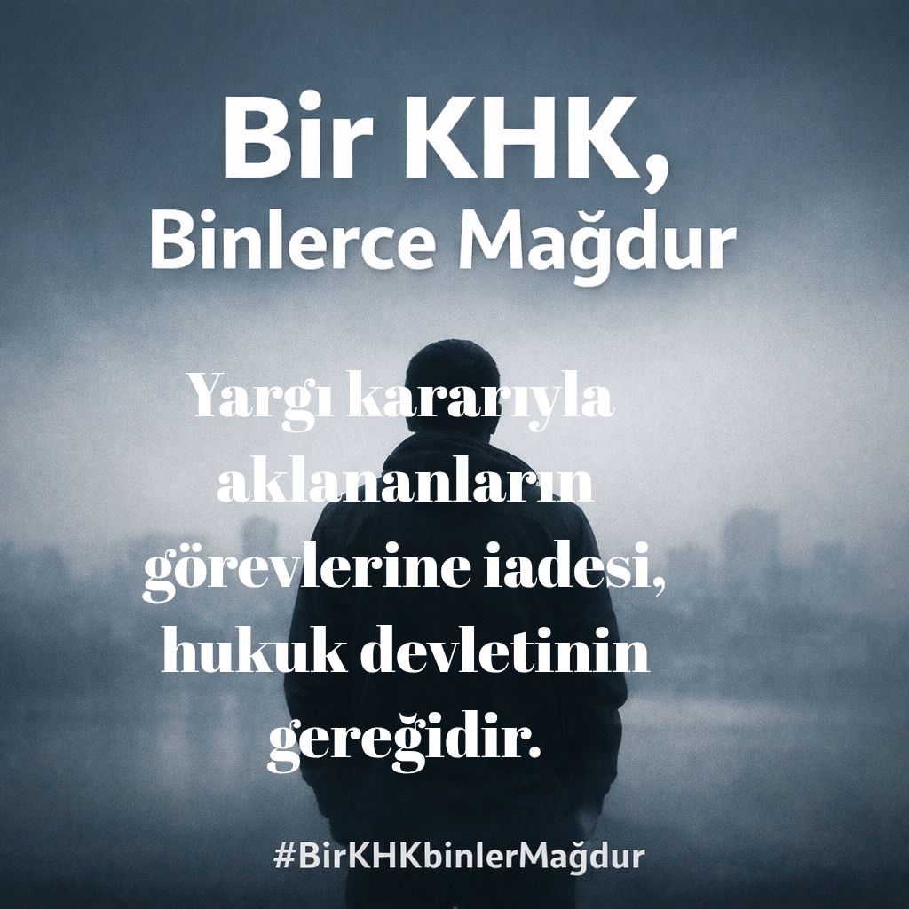 Adalet, herkese aynı mesafede durabildiği sürece adalettir.
Barış süreçleri bazılarına yeni bir sayfa açarken, beraat etmiş KHK’lıların sayfası neden kapalı kalıyor?
#KHKlılaraAdaletNeZaman