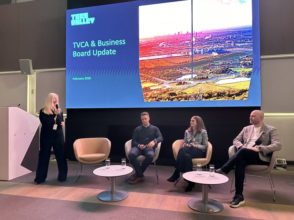 teesvalleybc's tweet photo. The panel discussion segment of the event is now underway as we welcome Craig Peacock and Sarah Walker from Tees Valley Combined Authority and Matthew Ord from the Tees Valley Business Board. 

#TVBCMembers https://t.co/U2QP8eGjvI