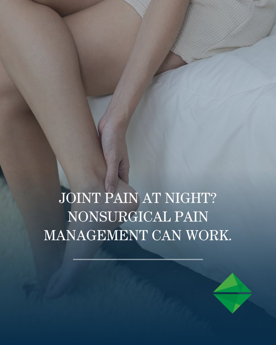 SCOIOrthoNews's tweet image. #JointPain worse at night or after rest? Pain is different for everyone, so treatment should be too. SCOI offers personalized, nonsurgical #PainManagement options. na2.hubs.ly/H03zL-S0