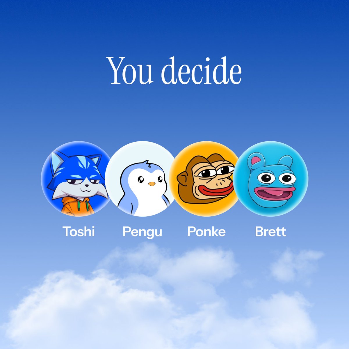 which token should we bring to life first? 

you'll be able to chat with it, trade it, and own it.  

launching in weeks. you decide who goes first.