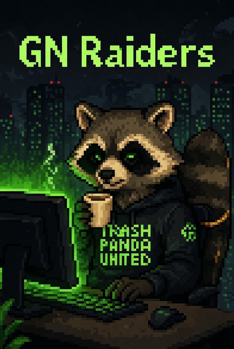 TPU_NFT's tweet photo. 🦝🌙 GN Raiders! @TPU_NFT

Base just went dark… but the real ones know the best bins open after midnight 🌃🔥🦝

Neon still buzzing, coffee gone cold, fingers still grinding. Some are sleeping, others are quietly stacking alpha while the world rests.

Site live at https://t.co/DwmDiFfTxh – lore getting deeper in the shadows, 8888 Pandas one night closer.

Drop 🦝 if you're still out here raiding in the dark.

Raid hard or sleep tight — tomorrow we eat again 💎

United we raid, united we stack 🚀

#TrashPandaUnited #Base #NFT #PixelArt #Web3 #NFTCommunity #BaseChain #CryptoArt #NFTDrop #OnChain #RaccoonGang #8888Club #CryptoNFT #Web3Gaming #BaseNFT #NightRaid #NFTs #CryptoCommunity #PixelNFT #Airdrop