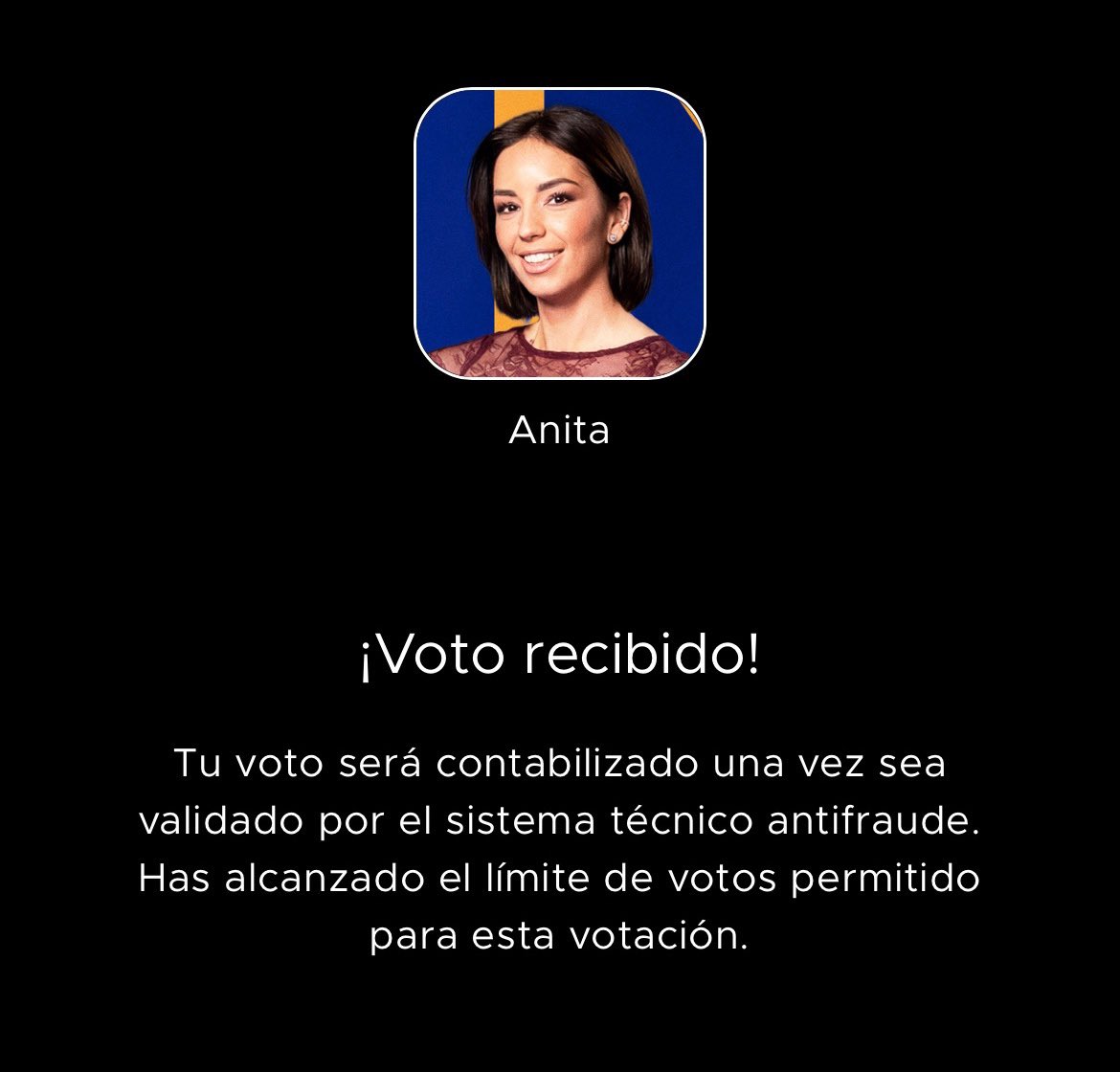 🧨ARRANCAMOS RETO EXPRESS PARA EXPULSAR ANITA🧨

❤️+2 VOTOS
🔄+4 VOTOS
✍️+6 VOTOS
NEW FOLLOW: +10 VOTOS

ULTIMAS 2 horas para votar!
CRISTINA SE TIENE QUE SALVAR!
En 2 h subo todos los votos que consigamos en este reto! A #GranizadaPorUnaFinalJusta
VAMOOS!
#GHDuoGala7 #GhDuo19F