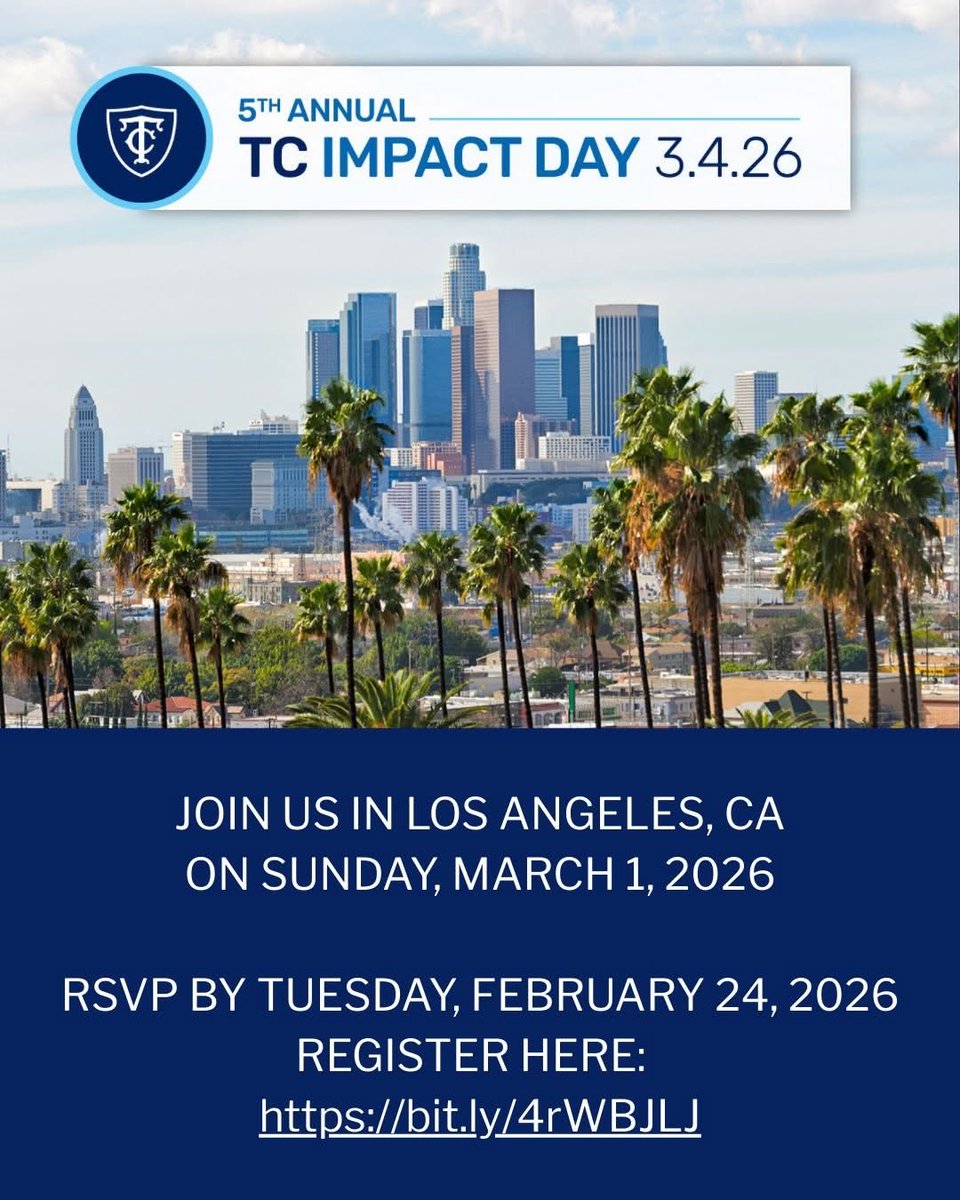 mikepalmi's tweet photo. PLEASE NOTE THE DATE CHANGE!

.@TeachersCollege #ImpactDay is now scheduled for *Sunday, March 1, 2026.* 

Join us for a volunteer shift at Project Angel Food.

A group lunch will be hosted at Café Gratitude-Larchmont right after.

👉 Register: https://t.co/oj5uqSROiw https://t.co/OG45S7U0ku