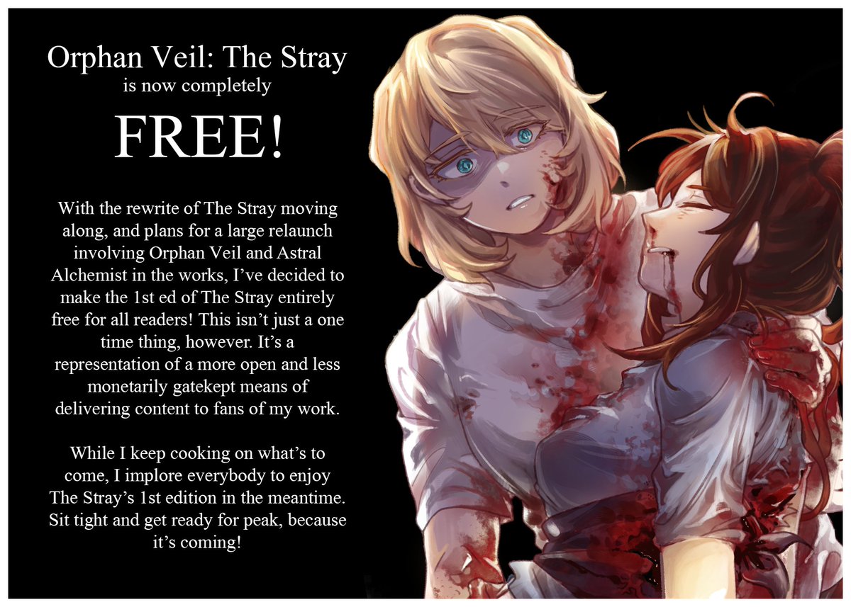 OrphanVeil's tweet photo. Anyone who wanted to read The Stray before but couldn't afford to do so, now you can for FREE! 

Link 👇 https://t.co/1cNGh7KFWY