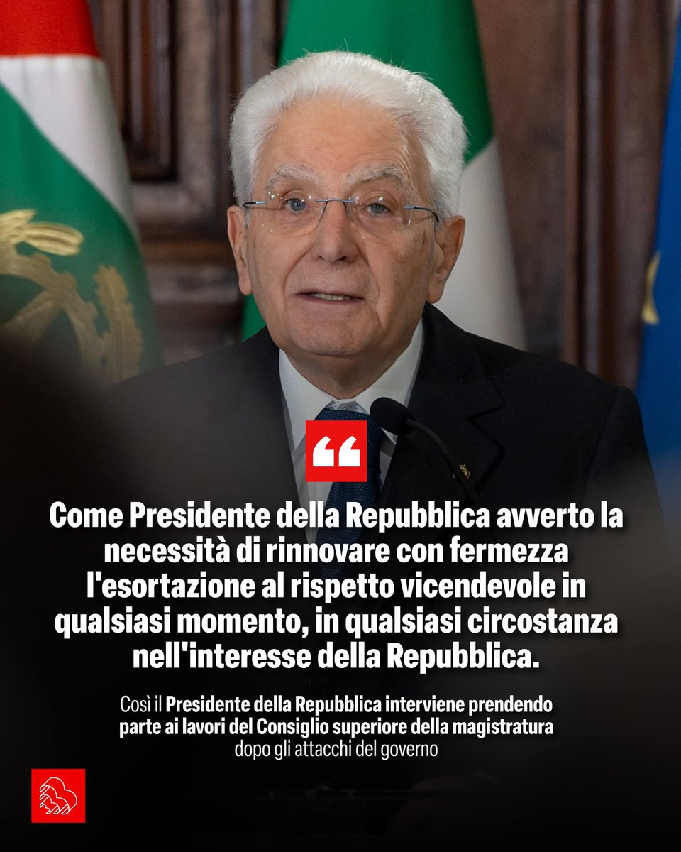 Le parole pronunciate dal Presidente della Repubblica sono ossigeno rispetto a una discussione inquinata dai continui attacchi del Governo alla Magistratura. Per questo è necessario votare NO al #ReferendumGiustizia: per preservare la Costituzione e la nostra democrazia