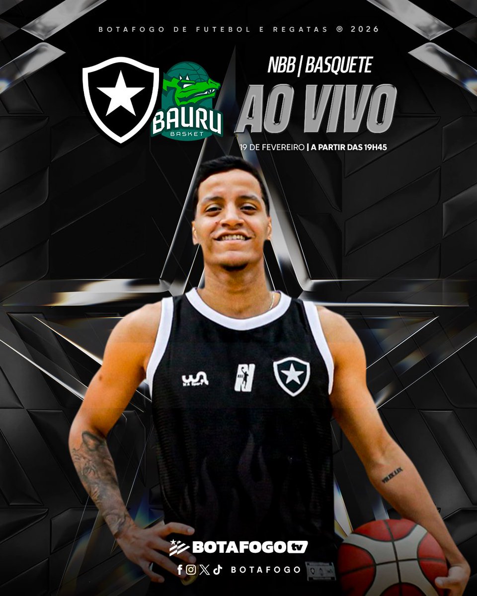 Dia de basquete na Botafogo TV! 🏀🖥️

A partir das 19h45, você acompanha o duelo entre Botafogo e Bauru pelo NBB! Acesse o canal alvinegro, se inscreva e assista! 🔥🔗 #VamosBOTAFOGO #NoutrosEsportesTuaFibraEstáPresente 

Link da transmissão: youtube.com/live/pS7v5T0a4…