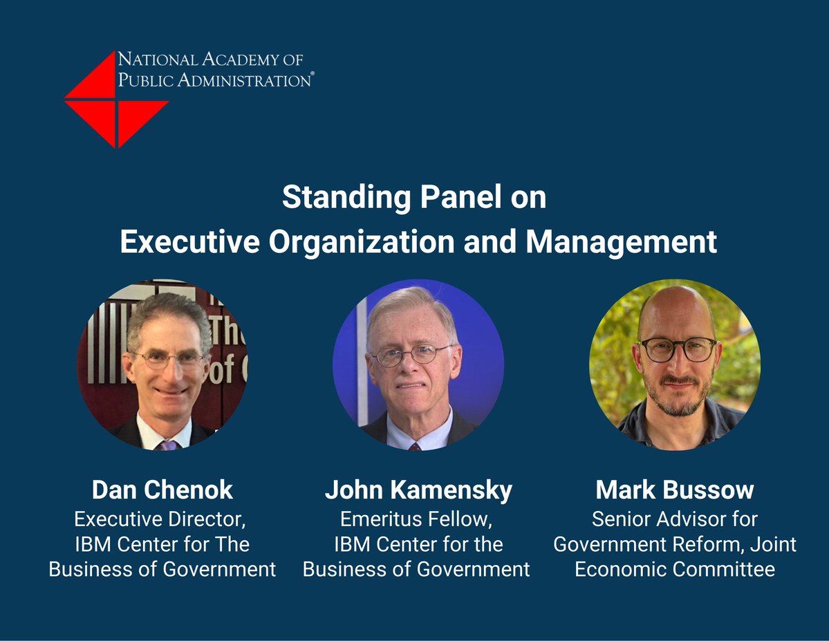 napawash's tweet image. Next Thursday! Join the Standing Panel on Executive Organization and Management on Thursday, February 26, at 1:30 p.m. at the Academy offices and online!

@MarkBussow #governmentreform @IBMpolicy @BPC_Bipartisan @naspaa 

Register here: napawash.org/events