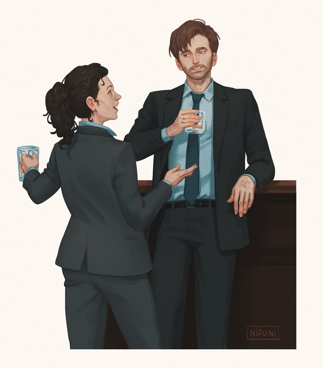 They finally go to the pub 😌 (1/3) #broadchurch #alechardy #elliemiller #davidtennant #oliviacolman