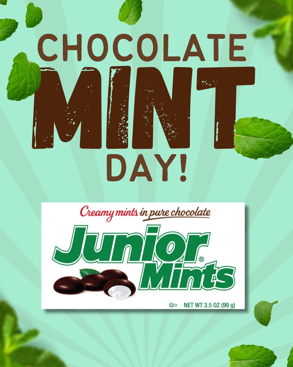 JuniorMints's tweet image. Happy National Chocolate Mint Day! Let’s enjoy this sweet holiday with Junior Mints!  #JuniorMints #ChocolateMint
