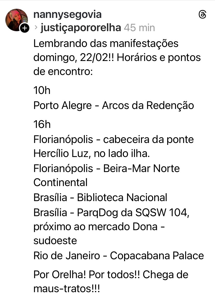 enf_intensiva's tweet photo. Manifestações de JUSTIÇA POR ORELHA domingo pelo Brasil https://t.co/jvh8LKJeB0