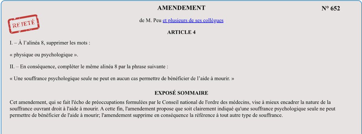 L_Bouffard_off's tweet image. Chaque garde-fou saute l’un après l’autre.

❌ Fin du principe d’auto-administration 
❌ Refus d’exclure les souffrances psychologiques 
❌ Suppression du caractère constant de la souffrance exigée.

On nous promettait un cadre strict.
Nous assistons à un basculement.

#findevie
