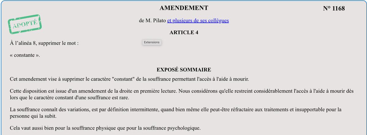 L_Bouffard_off's tweet image. Chaque garde-fou saute l’un après l’autre.

❌ Fin du principe d’auto-administration 
❌ Refus d’exclure les souffrances psychologiques 
❌ Suppression du caractère constant de la souffrance exigée.

On nous promettait un cadre strict.
Nous assistons à un basculement.

#findevie