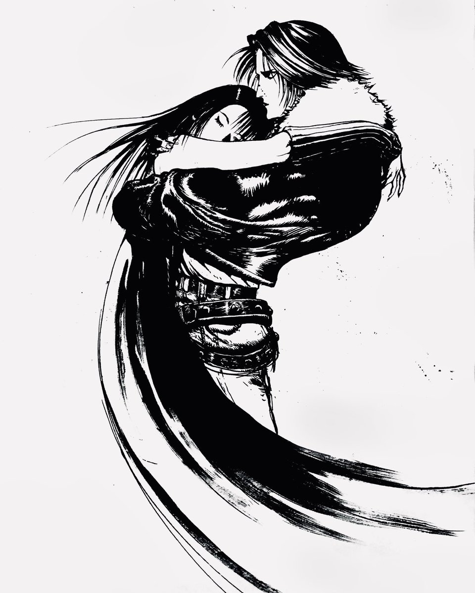 Final Fantasy VIII original Squall and Rinoa logo by Yoshitaka Amano