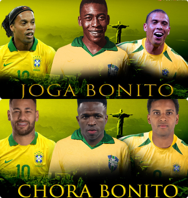 A evolução do futebol dos nossos irmãos brasileiros.