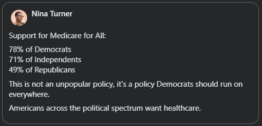 We know what the people want 😉 #MedicareForAll

<a href="/ninaturner/">Nina Turner</a>