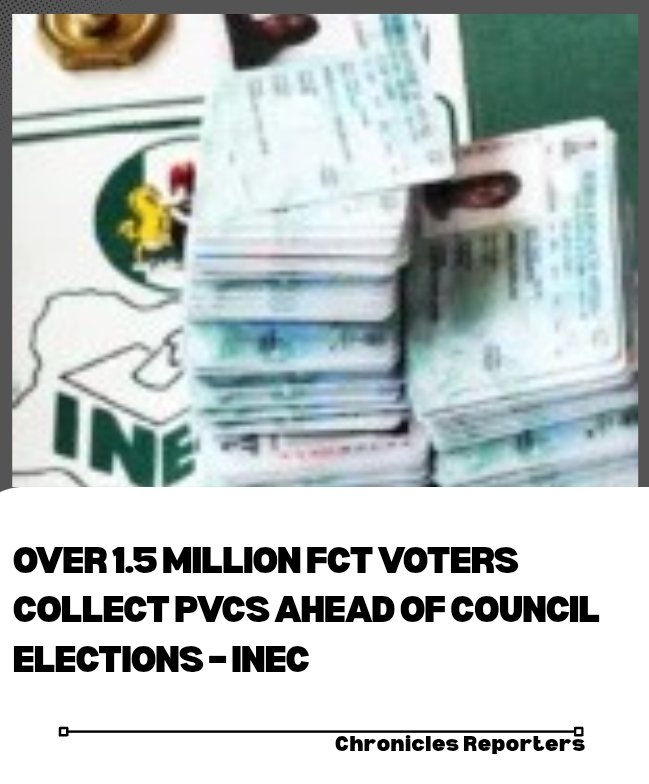 Over 1.5 Million FCT Voters Collect PVCs Ahead of Council Elections – INEC

For full story check the link below 👇

chroniclereporters.com/2026/02/over-1…