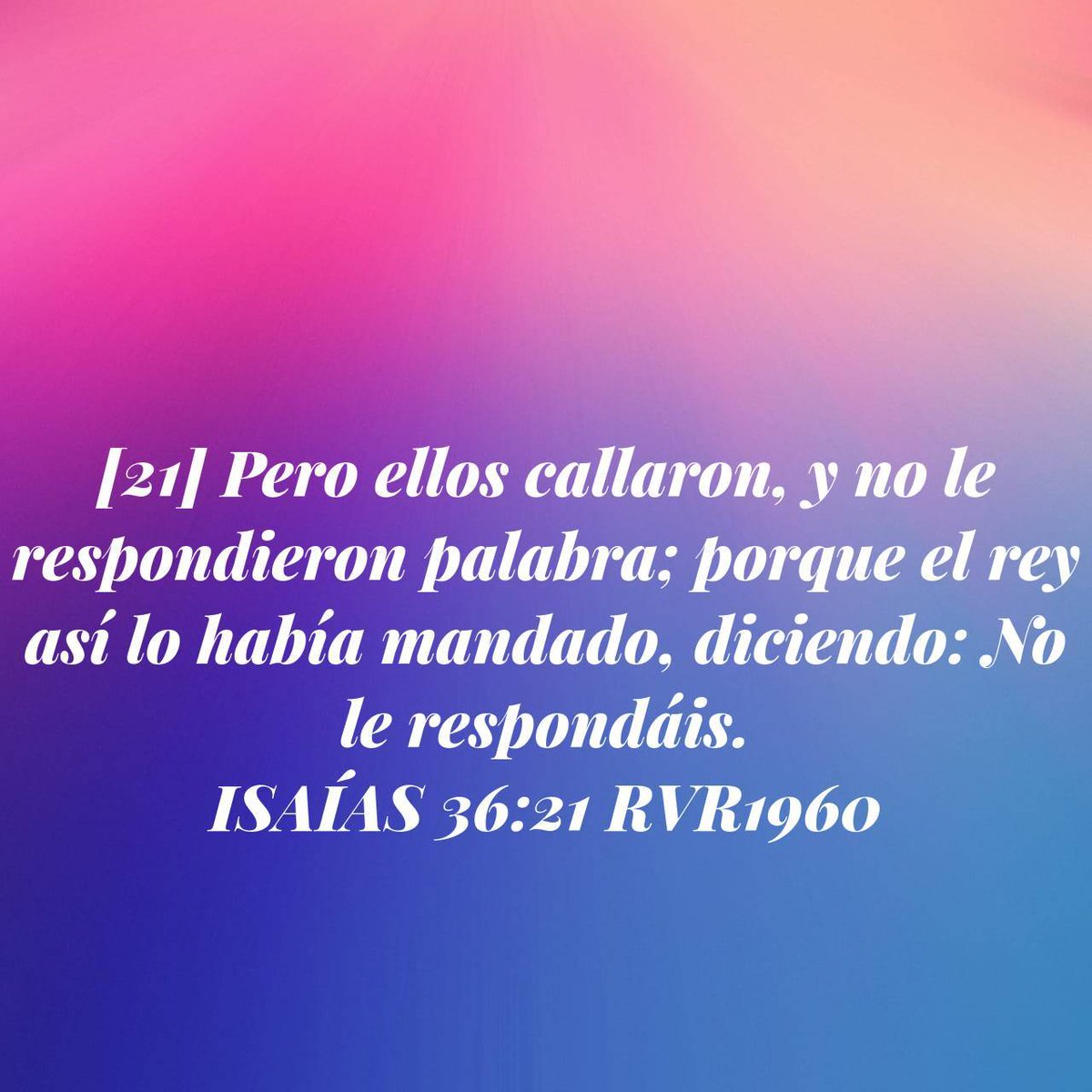 ISAÍAS 36:21 RVR1960
Velemos en todo tiempo sin descuidar ni un segundo nuestra comunión con Dios, y así podamos estar fortalecidos en él señor, para resistir y vencer el mal, porque satanás anda como león rugiente, por eso seámos humildes no soberbios para no darle lugar 🙏🏼