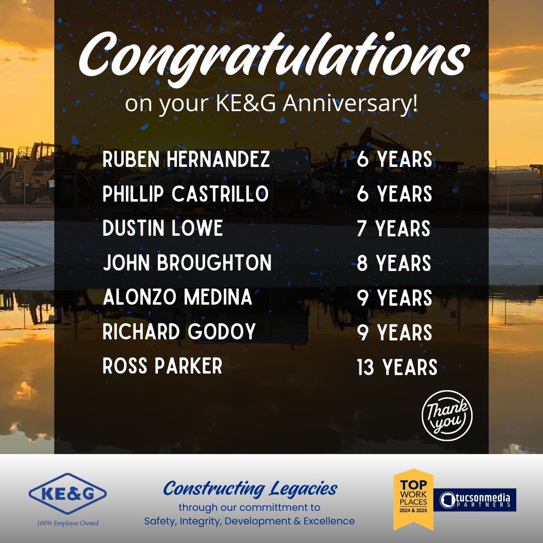 construction_ke's tweet photo. 🎉 Celebrating 6+ Years of Dedication! 🎉

#EmployeeAnniversary #ConstructionCareers #KEGconstruction #Construction #HeavyCivilConstruction #ESOP #EmployeeOwnership #ConstructingLegacies https://t.co/Pik2X25XMf