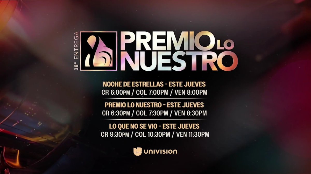 Univision transmite esta noche la 38ª entrega de #PremioLoNuestro 🎶

Con actuaciones exclusivas, tributos históricos y una alineación que cruza géneros, épocas y estilos, la ceremonia promete ser una auténtica radiografía del presente y el futuro de la música en español.