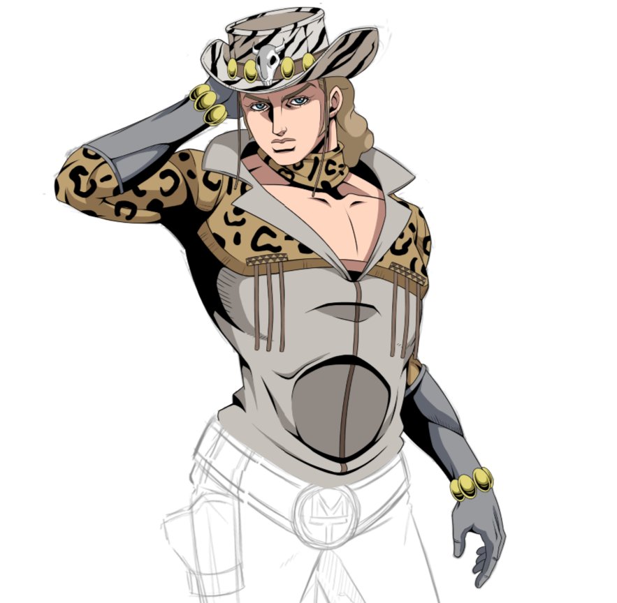 Getting some progress here with Mountain Tim. #jojo_anime. Grabbed the colors from the most I could get from the initial teaser image for SBR