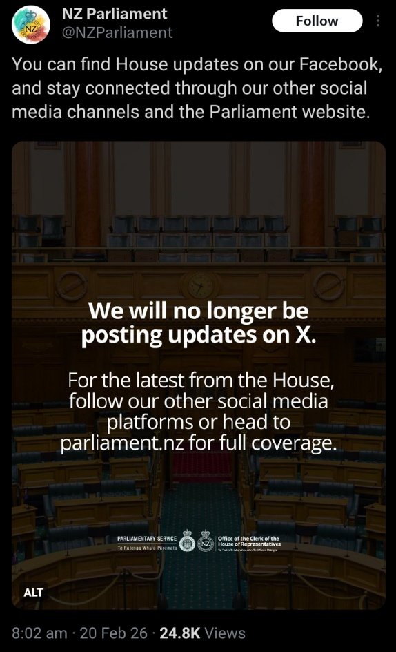 NZ Parliament X tweet media