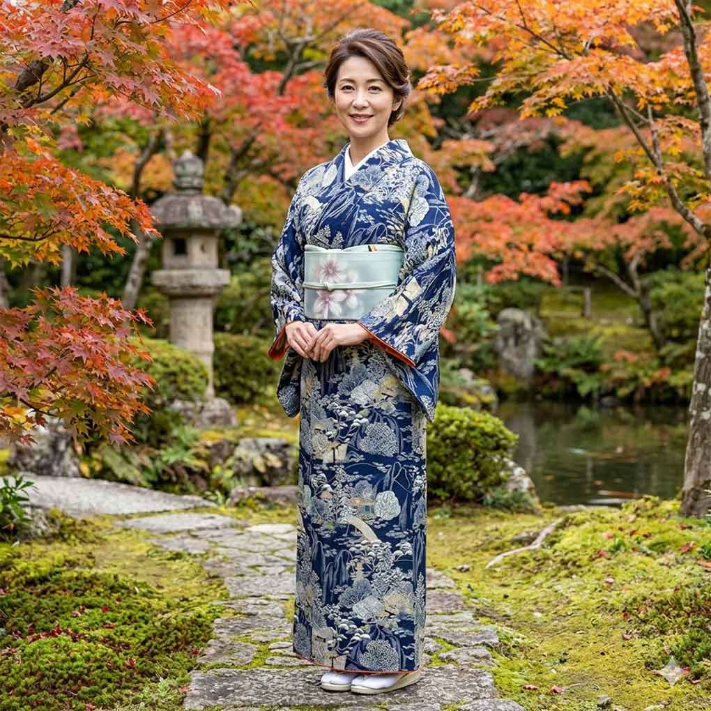 付下げ小紋 鮮やかな花文 ややふくよかサイズ〇美品 507mk62〇一方付け