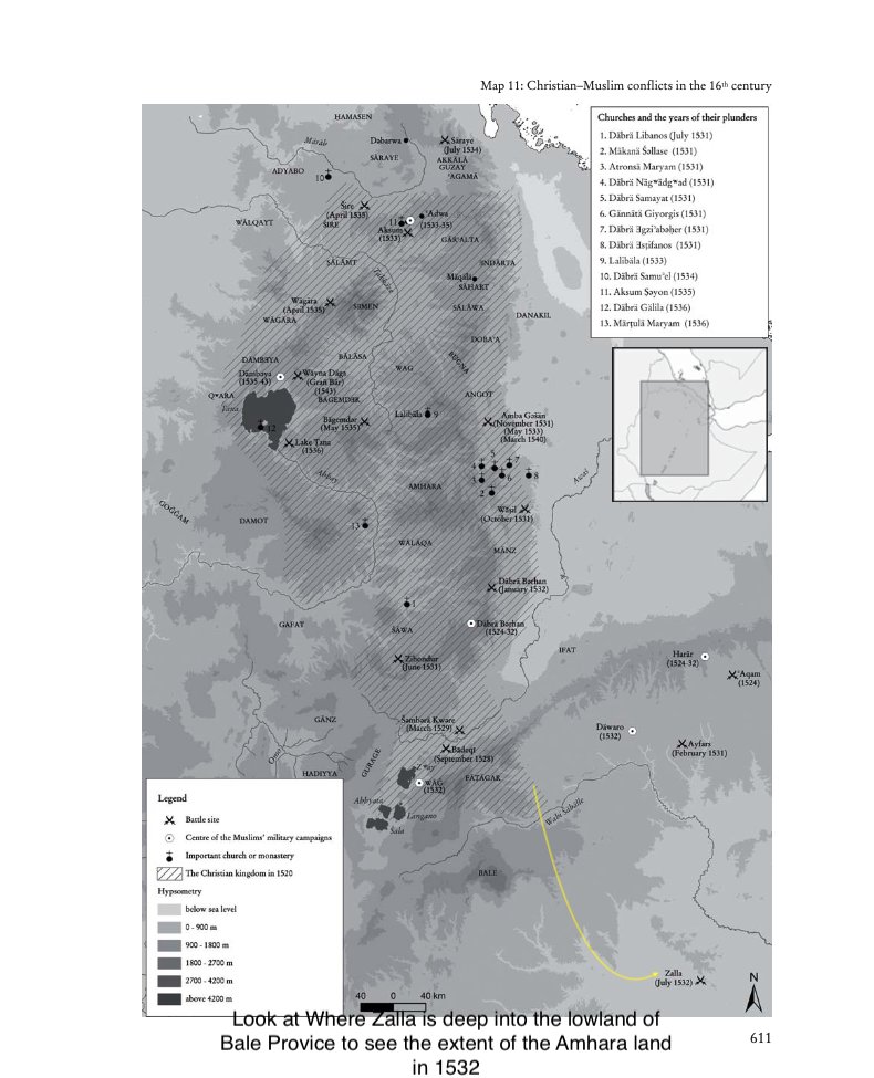 Every Amhara should study this 1532 map from the Encyclopedia of Ethiopia—for your own survival's sake.

Oromo nationalists fixate obsessively on Menelik II's late-19th-century recovery of lost provinces such as Bale, Arsi, Hararghe etc, labeling them conquest and settler