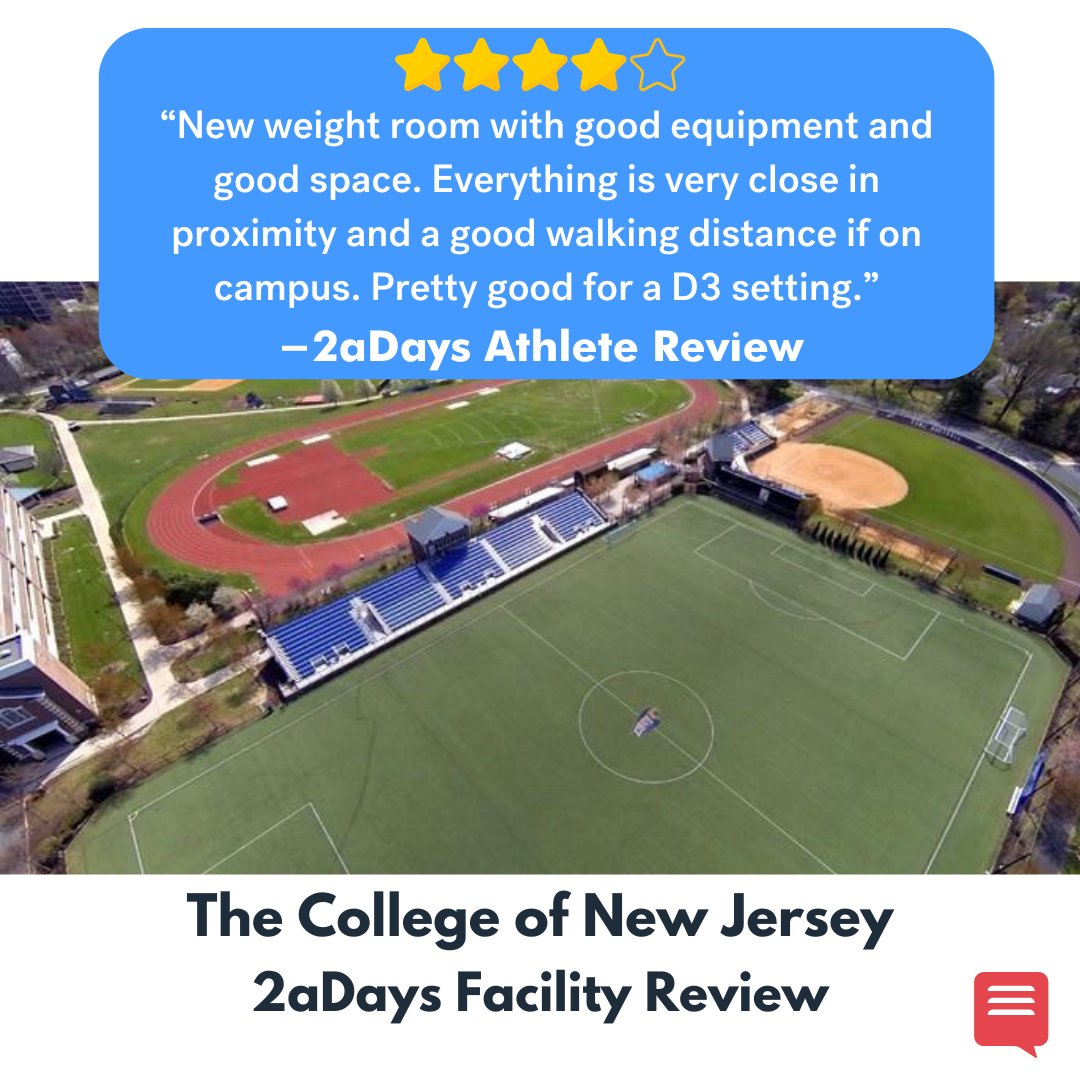 2aDays_Ratings's tweet image. .@tcnjlions has been scoring on #2aDays with some great facility reviews recently. The reviewers have especially high praise for the weight room and how close the athletic facilities are to campus. See all of The College of New Jersey's reviews and #rateyourcoach (and facility!):