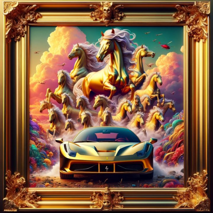 Art of the Day! "GOLD COLOURFUL SUPER CAR PAINTING". Buy at: ArtPal.com/goldpaintings?…