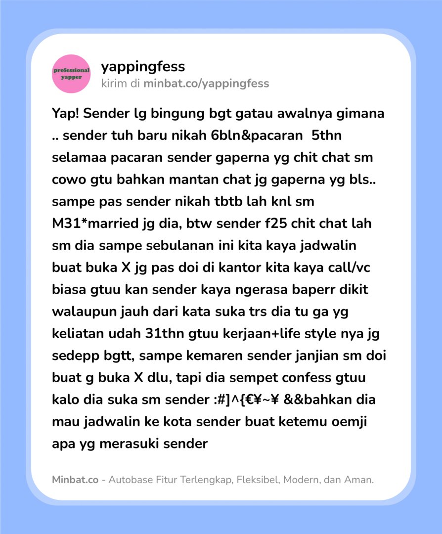 yappingfess's tweet photo. Yap! Plisss sender jadi suka kebayang&amp;kepikiran dia bgtt😔☹️ https://t.co/4AukO1kpCv