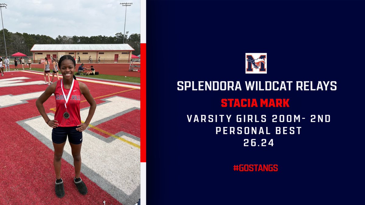 Big S/O to Freshman <a href="/itsstaciaaa/">stacia mark</a> 

Personal Best 
Girls 200m
2nd Place 
 <a href="/CoachBradTaylor/">Brad Taylor</a> <a href="/MCISDAthletics/">Madisonville Tx Athletics</a>