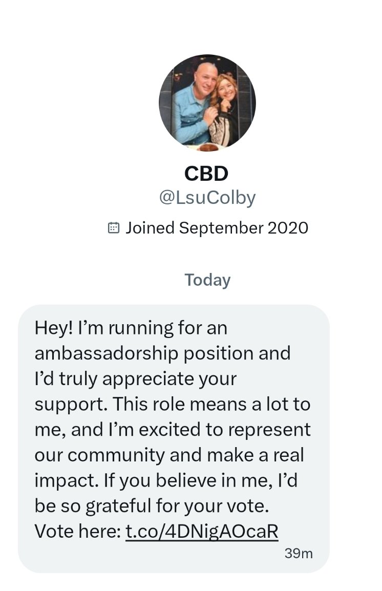 HACKED ACCT

Acct is sending out malicious links via DMs. 46 friends are now at risk.

<a href="/LsuColby/">CBD</a>