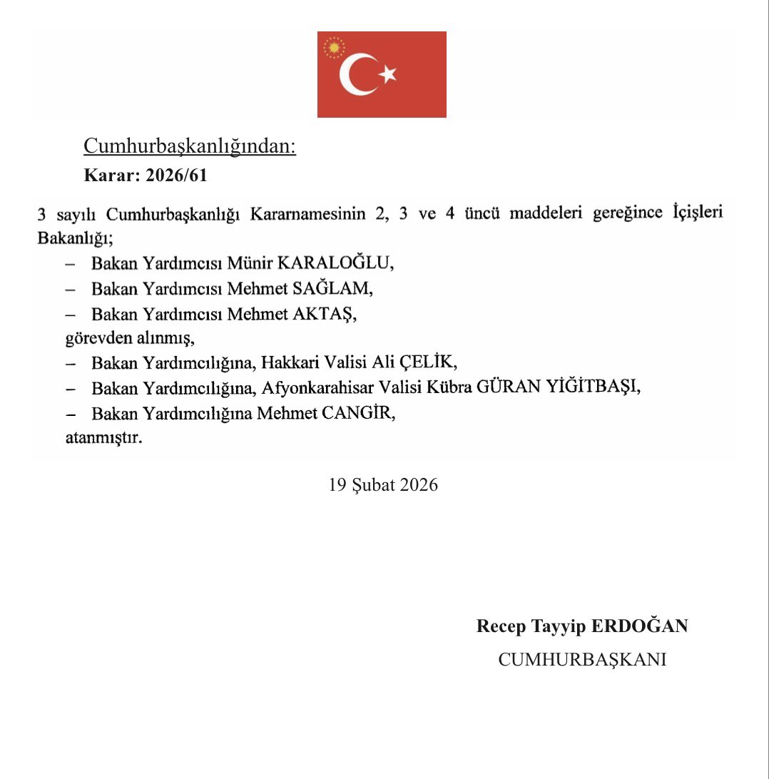 Cumhurbaşkanımız Sayın <a href="/RTErdogan/">Recep Tayyip Erdoğan</a>’ın takdir ve tensipleriyle, İçişleri Bakanlığı Bakan Yardımcılığı görevini üstlenmek nasip oldu.

Bu onurlu vazifeye şahsımı layık gören Sayın Cumhurbaşkanımıza ve güvenlerinden dolayı Sayın Bakanımız <a href="/miamustafacftci/">Mustafa ÇİFTÇİ</a>’ye hürmet ve şükranlarımı