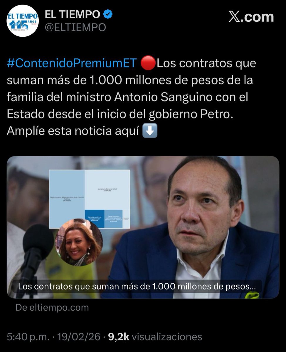 No solo es la Ministra de Cultura la que tenía ubicados con contratos a su hermano y su mamá. Sino que también Sanguino. 

¿19 ministros y cuántos familiares enchufados?