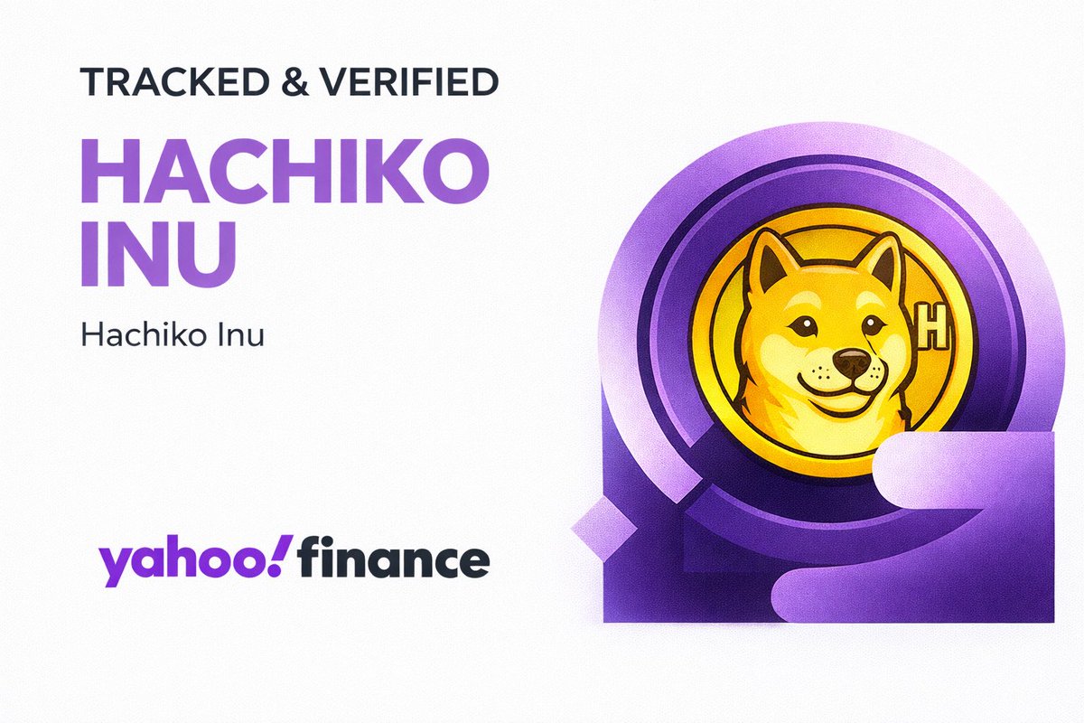 HachikoInuCTO's tweet photo. $HACHIKO is Tracked & Verified on @YahooFinance! 

We are now visible on Yahoo Finance, one of the world’s most trusted financial information platforms. 

Yahoo Finance plays a key role in how projects are discovered, researched and tracked, not only by crypto users, but also by traditional finance audiences.

This is visibility where serious investors look first.

Quiet building. Real recognition.

Hachiko on Yahoo Finance: https://t.co/c8YWFEiCbS