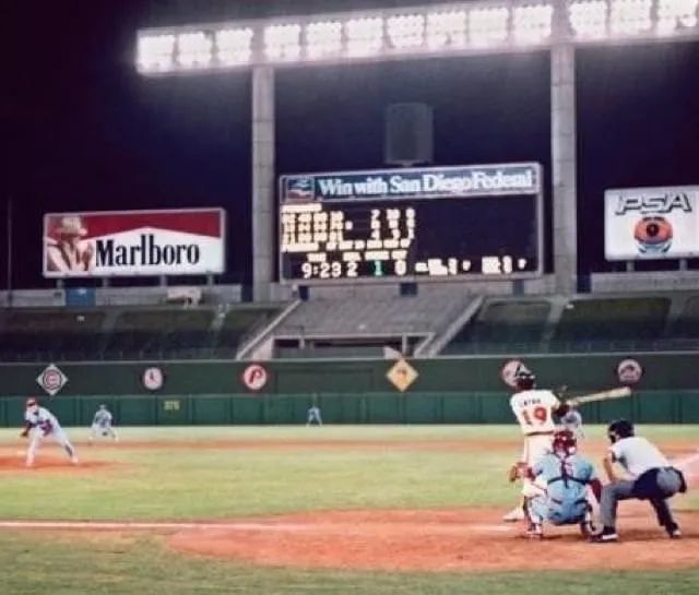 Tony Gwynn's first MLB hit at Jack Murphy Stadium, 1982. He would go on to record 3,040 more.