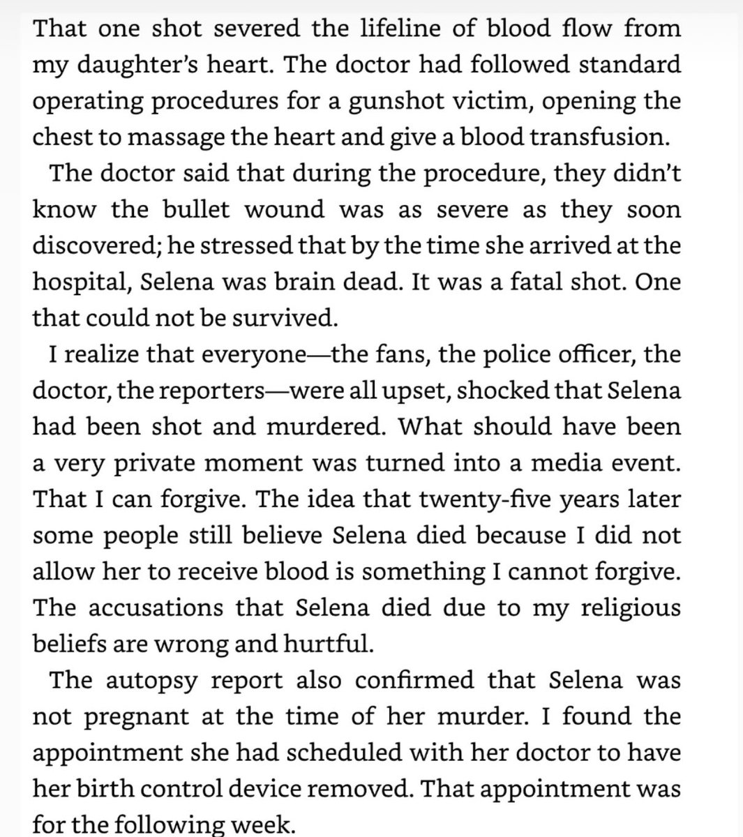 not only was selena dead before any of her family arrived to the hospital, but selena received 6 units of blood. she had several blood transfusions. when doctors opened her chest they were surprised because there was absolutely+