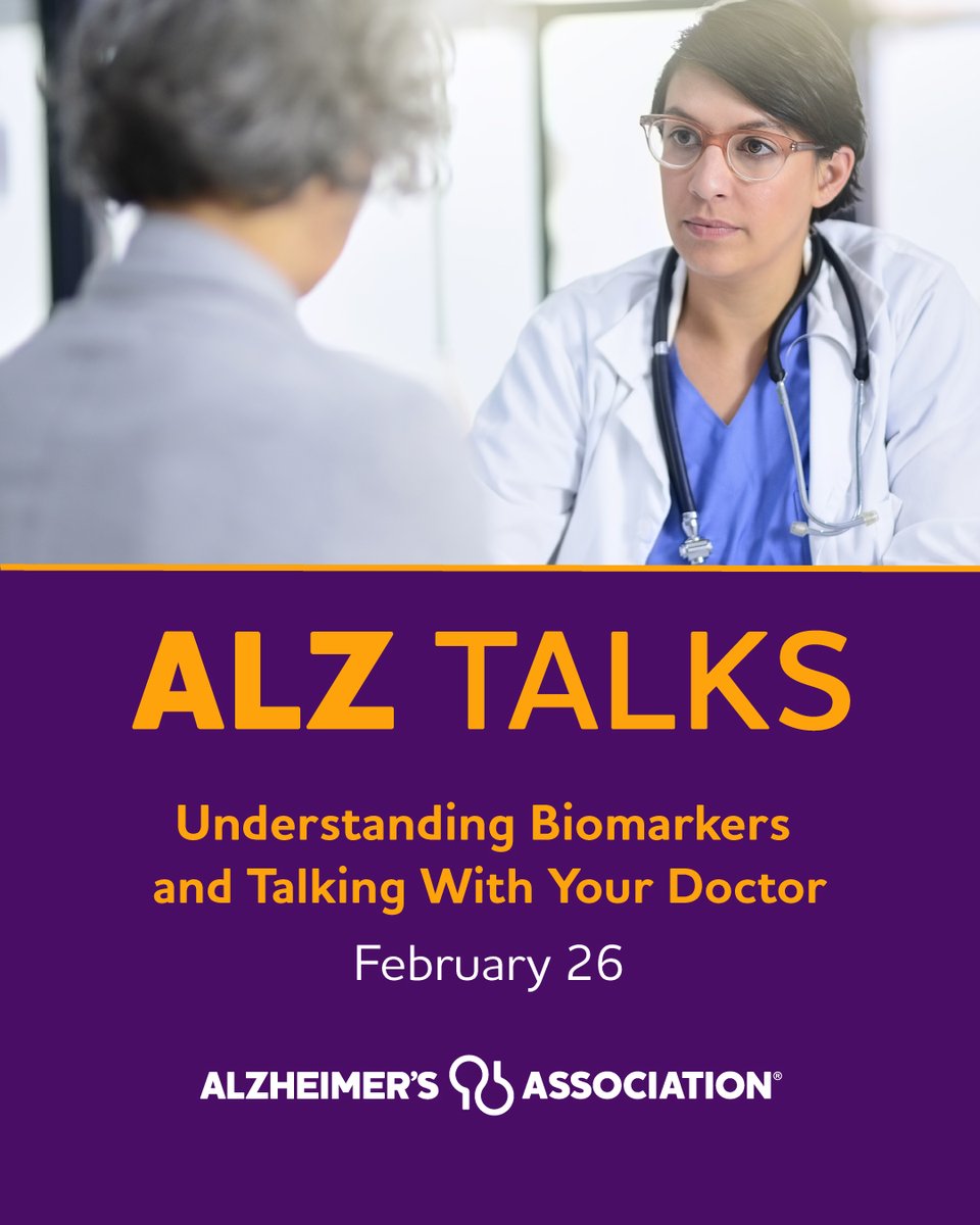 Join us for a free webinar on Feb. 26 at 1 p.m. CT to: 

🧠 Learn about Alzheimer’s biomarkers 
🔎 Hear about their role in diagnosis
🩺 Get practical tips for talking to your doctor and understanding testing options

Register: bit.ly/4bGbapa.